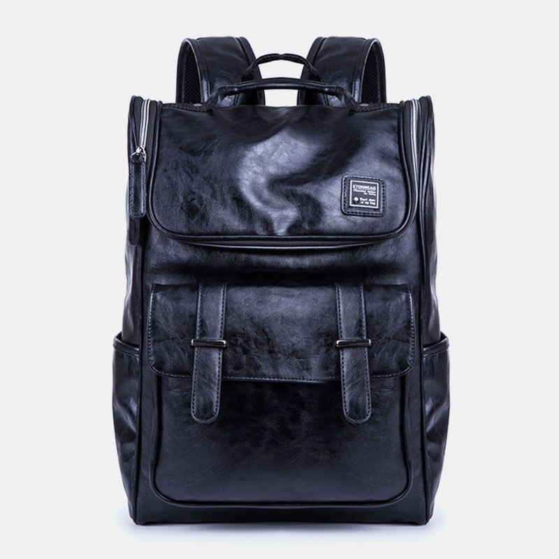 Mannen Pu Leer Modetrend Grote Capaciteit 15 Inch Laptoptas Student Schooltas Reistas Rugzak