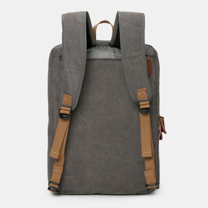 Mannen Vintage Casual Canvas Grote Capaciteit 17 Inch Laptoptas Rugzak Multi-pocket Crossbody Tas