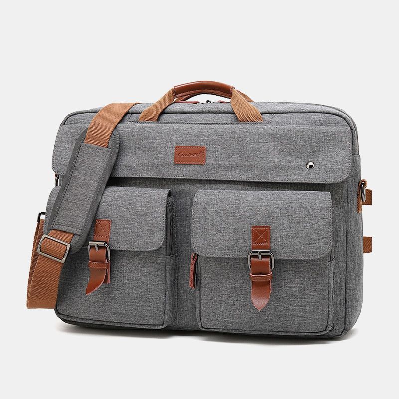 Mannen Vintage Casual Canvas Grote Capaciteit 17 Inch Laptoptas Rugzak Multi-pocket Crossbody Tas