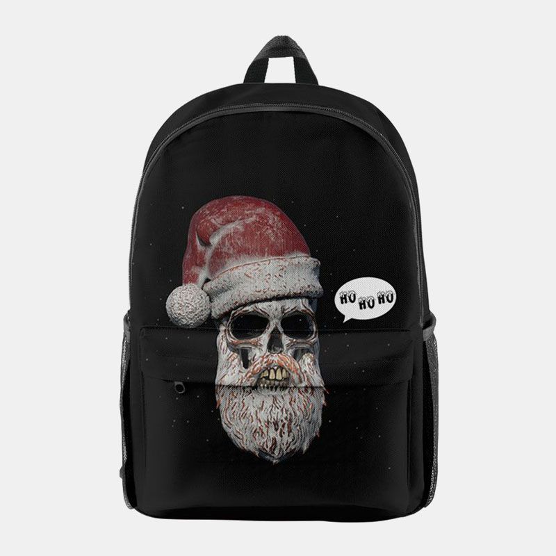 Vrouwen Kerst Feestelijke Driedimensionale Elanden Kerstman Print Casual Universele Schooltas Rugzak